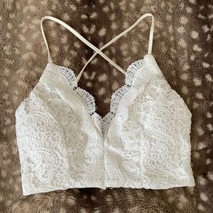 White lace crop top